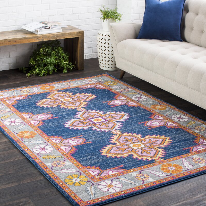 Bungalow Rose Arteaga Navy/Blue/Orange/Pink/Grey Area Rug & Reviews